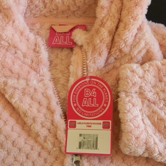 B4ALL Girls Fleece Hoodie Pink Sz 14/16 Pockets Zip-up NWT - Picture 3 of 3